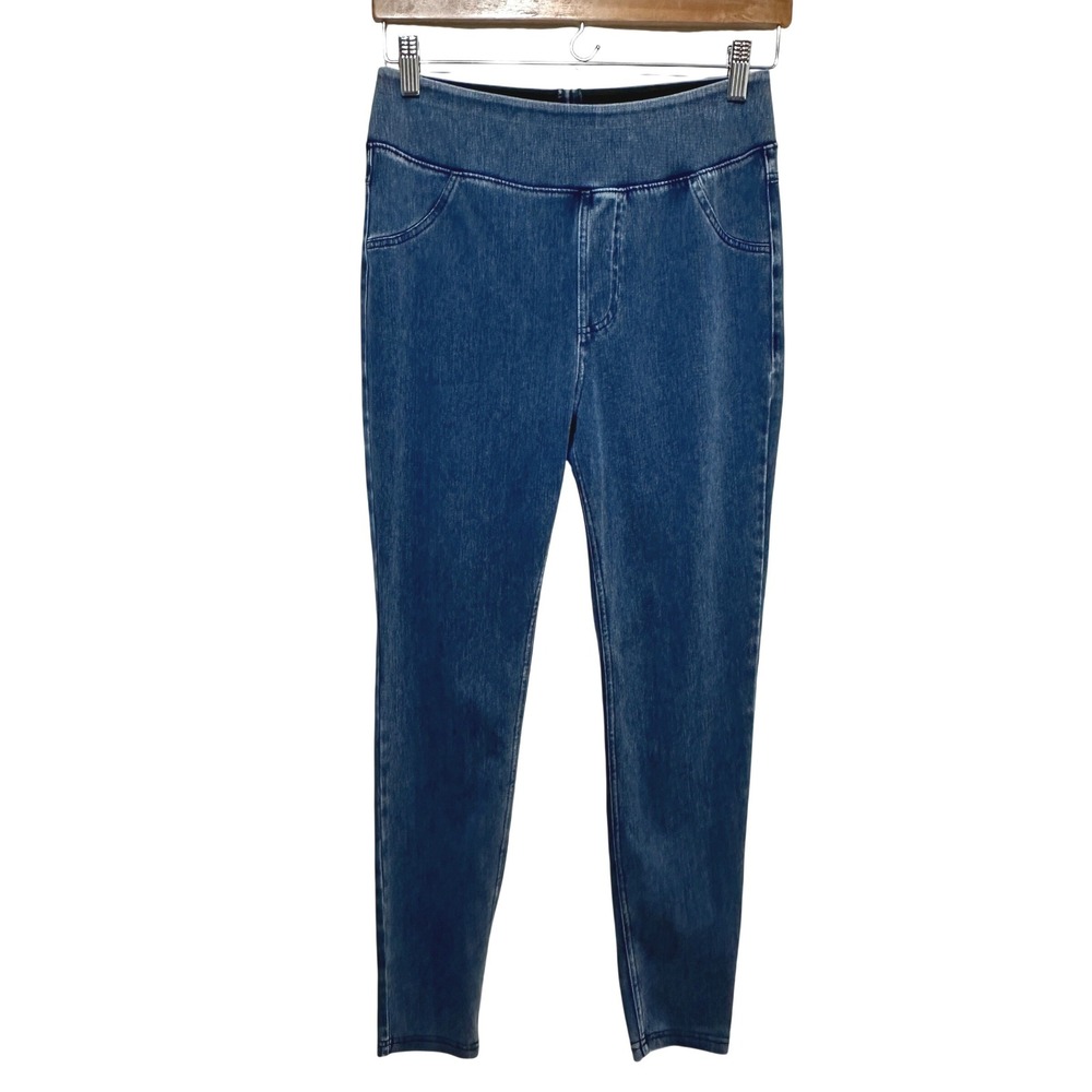 Halara Denim Leggings Womens Small Blue High Waisted Pull On Stretch Jeggings